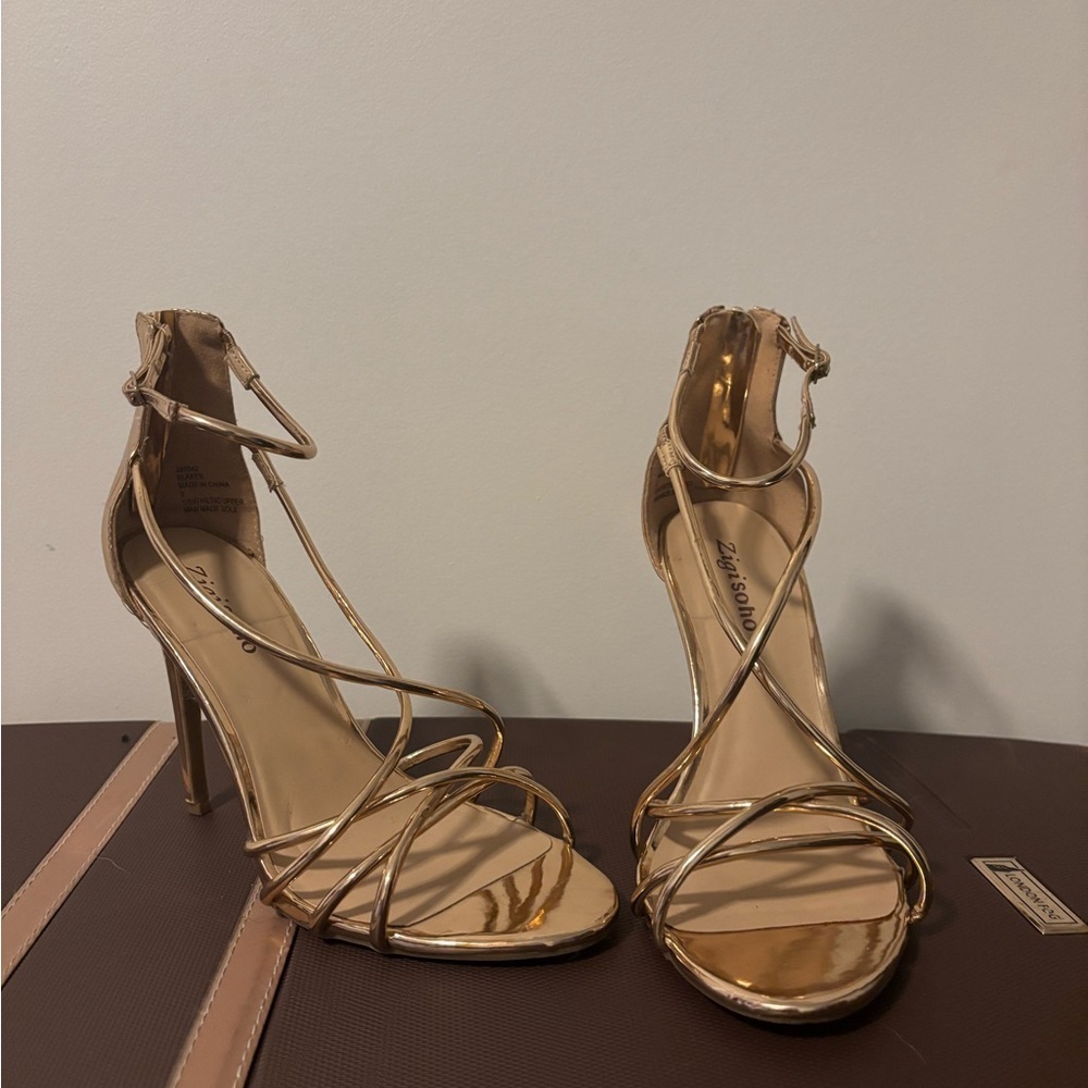 Zigi Soho “Blaker” Strappy Rose Gold Heels
